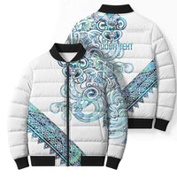 Kahui Whetu Paua shell Kowhaiwhai Taniko Personalised Bomber Puffer Jacket Taniwha Maori Tribal Style