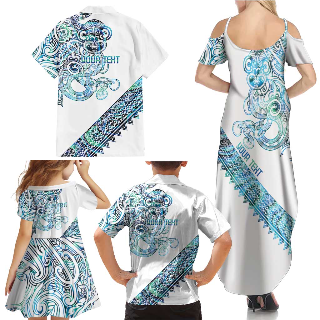 Kahui Whetu Paua shell Kowhaiwhai Taniko Personalised Family Matching Summer Maxi Dress and Hawaiian Shirt Taniwha Maori Tribal Style LT9 - Polynesian Pride