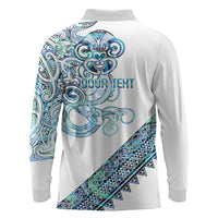 Kahui Whetu Paua shell Kowhaiwhai Taniko Personalised Long Sleeve Polo Shirt Taniwha Maori Tribal Style LT9 - Polynesian Pride