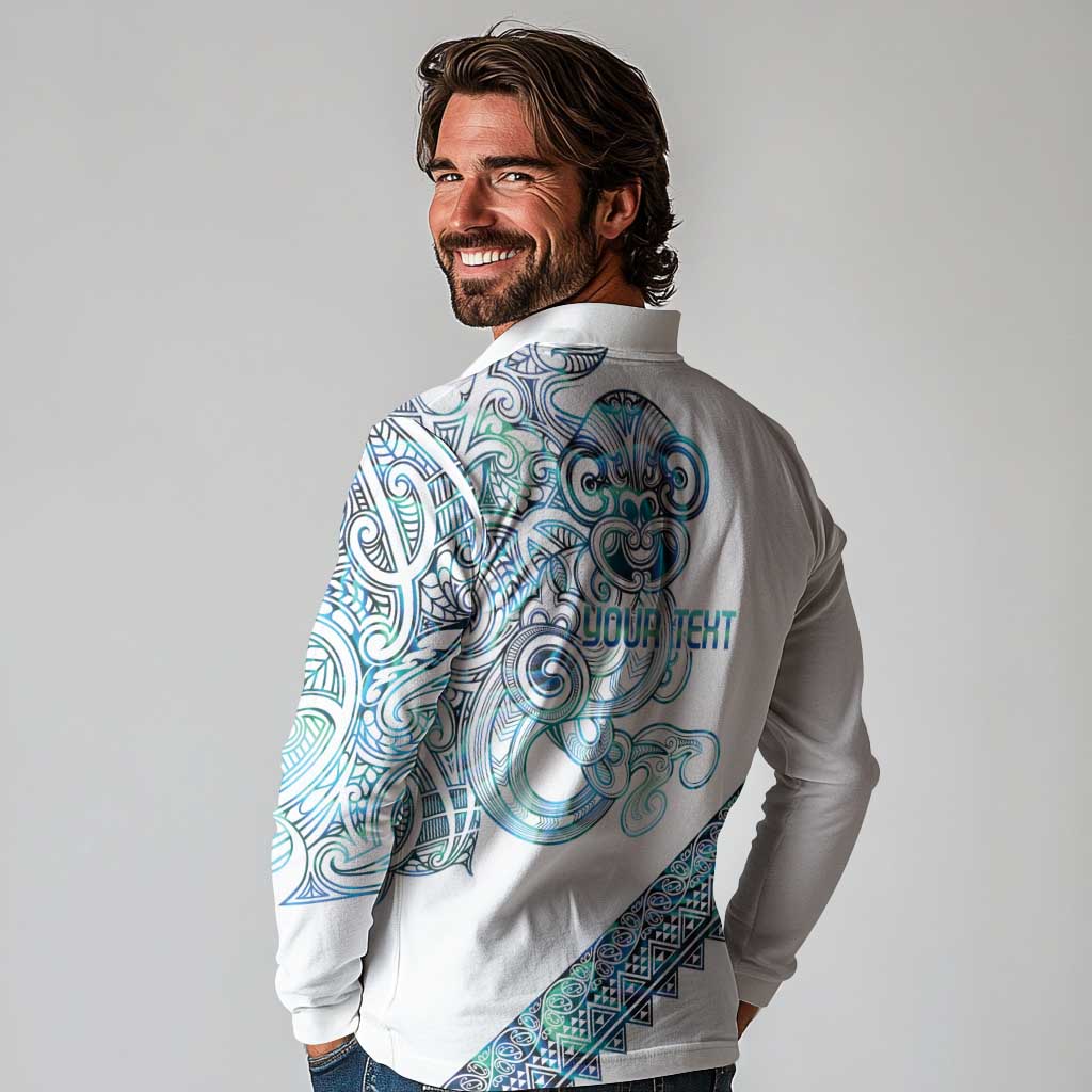Kahui Whetu Paua shell Kowhaiwhai Taniko Personalised Long Sleeve Polo Shirt Taniwha Maori Tribal Style LT9 - Polynesian Pride