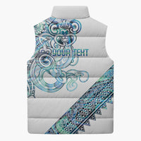 Kahui Whetu Paua shell Kowhaiwhai Taniko Personalised Sleeveless Puffer Jacket Taniwha Maori Tribal Style
