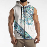 Kahui Whetu Paua shell Kowhaiwhai Taniko Personalised Sleeveless Zip Hoodie Taniwha Maori Tribal Style