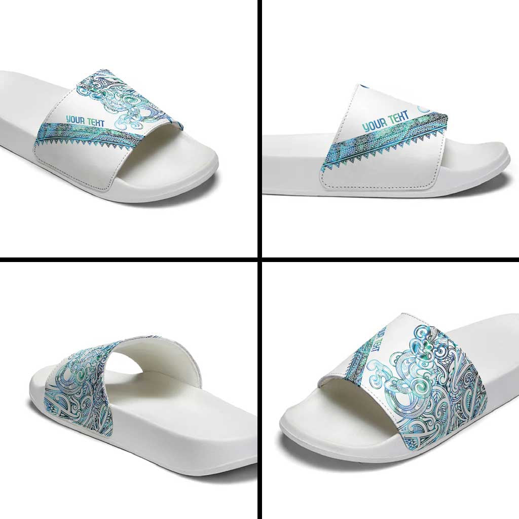 Kahui Whetu Paua shell Kowhaiwhai Taniko Personalised Slide Sandals Taniwha Maori Tribal Style
