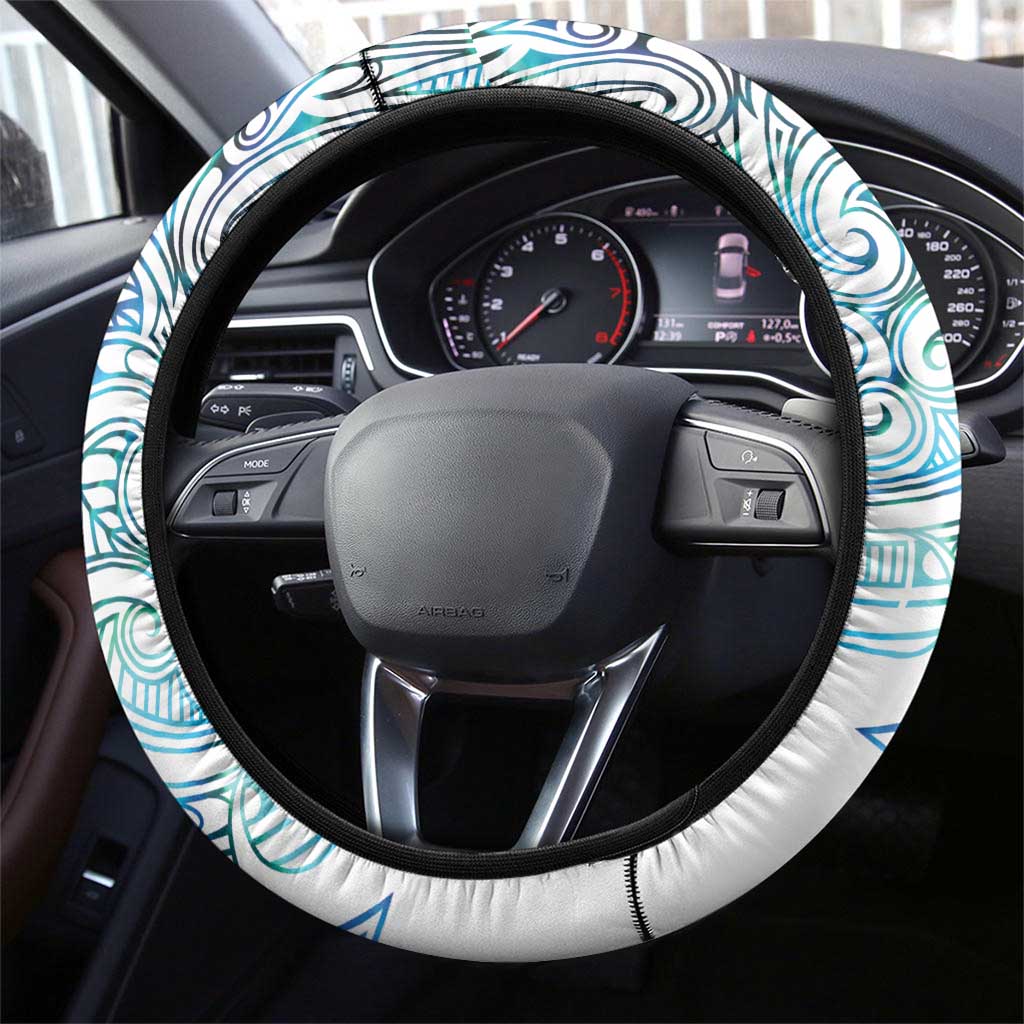 Kahui Whetu Paua shell Kowhaiwhai Taniko Steering Wheel Cover Taniwha Maori Tribal Style