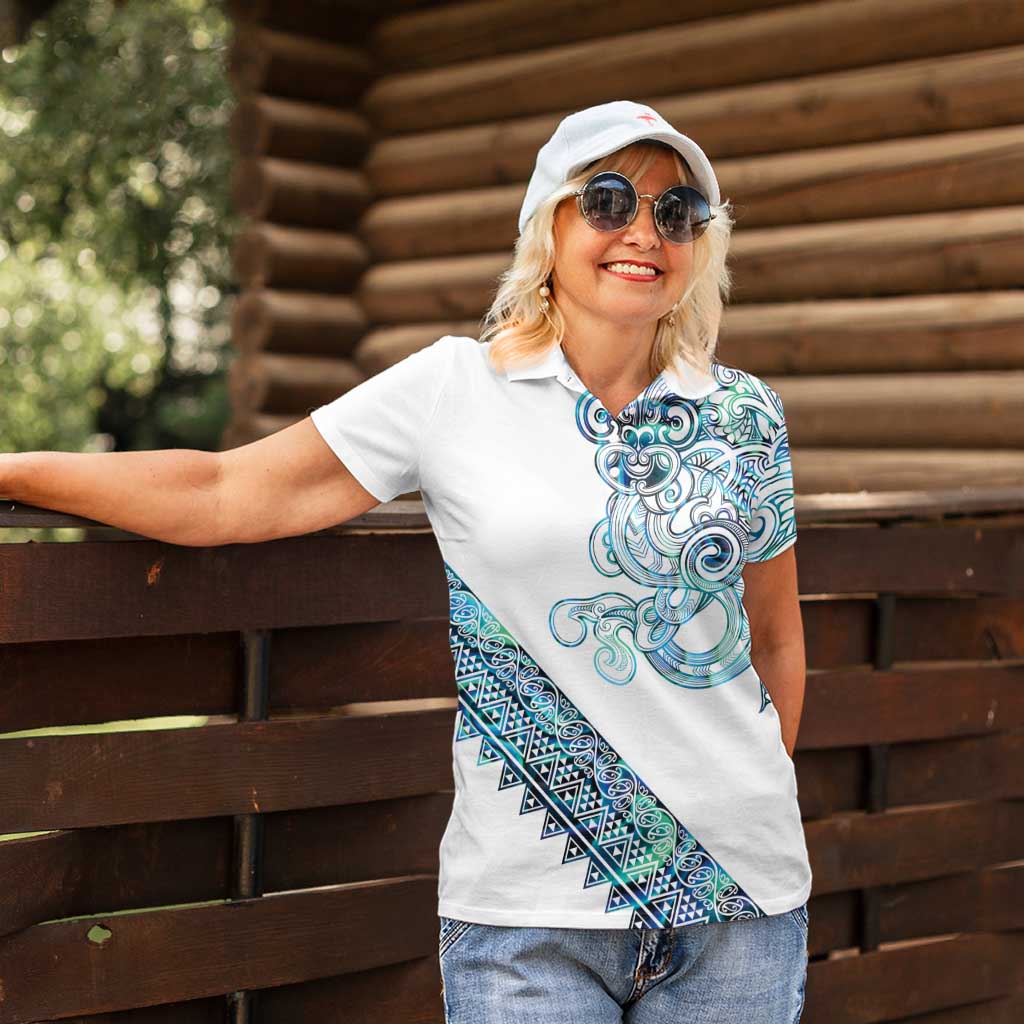 Kahui Whetu Paua shell Kowhaiwhai Taniko Personalised Women Polo Shirt Taniwha Maori Tribal Style LT9 - Polynesian Pride