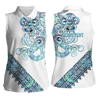 Kahui Whetu Paua shell Kowhaiwhai Taniko Personalised Women Sleeveless Polo Shirt Taniwha Maori Tribal Style LT9 - Polynesian Pride