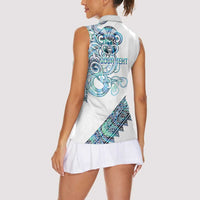 Kahui Whetu Paua shell Kowhaiwhai Taniko Personalised Women Sleeveless Polo Shirt Taniwha Maori Tribal Style LT9 - Polynesian Pride