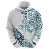 Kahui Whetu Paua shell Kowhaiwhai Taniko Personalised Zip Hoodie Taniwha Maori Tribal Style