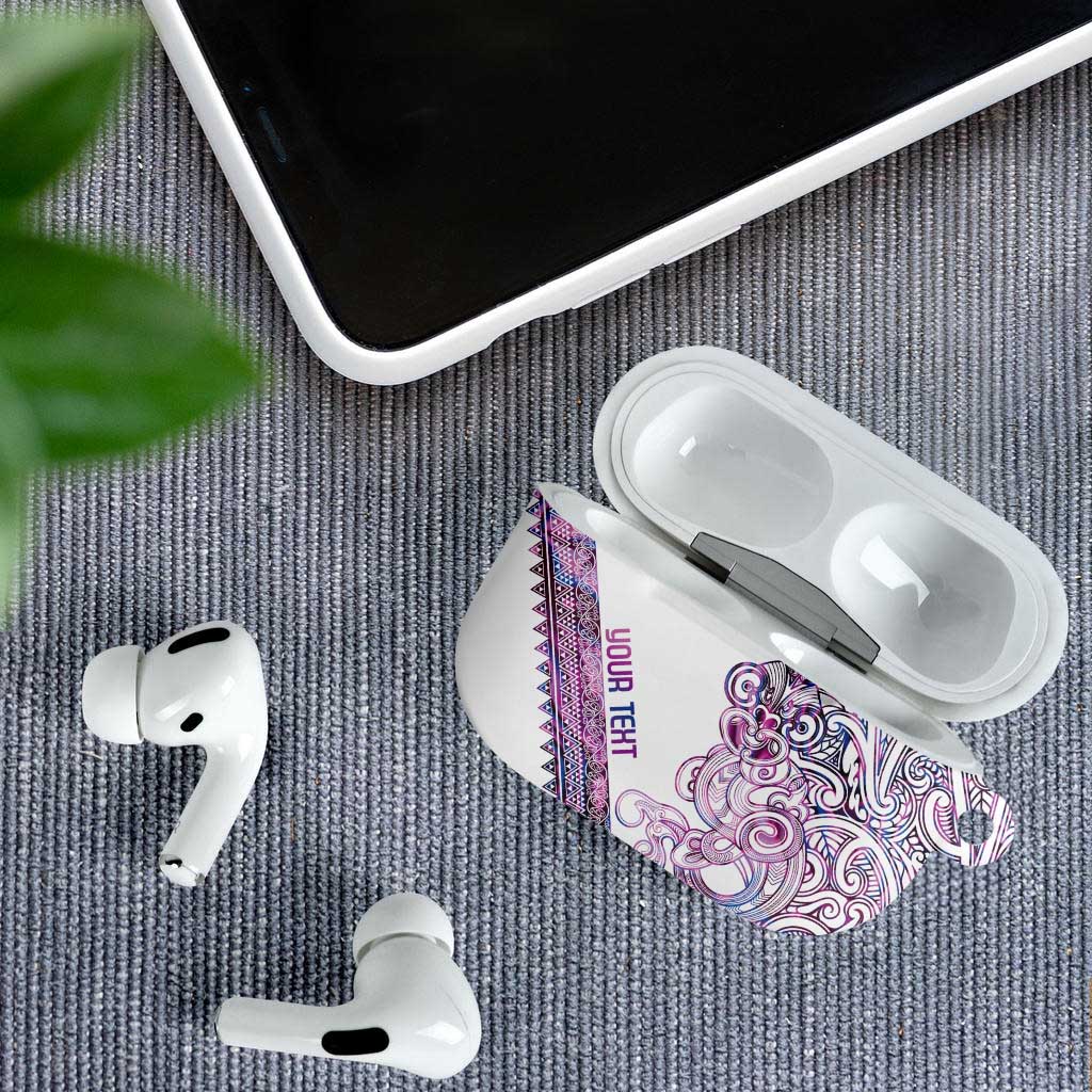 Mawhero Paua shell Kowhaiwhai Taniko Personalised AirPods Case Taniwha Maori Tribal Style