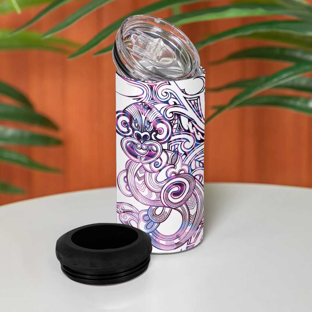 Mawhero Paua shell Kowhaiwhai Taniko Personalised 4 in 1 Can Cooler Tumbler Taniwha Maori Tribal Style LT9 - Polynesian Pride