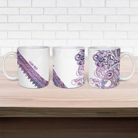 Mawhero Paua shell Kowhaiwhai Taniko Personalised Ceramic Mug Taniwha Maori Tribal Style