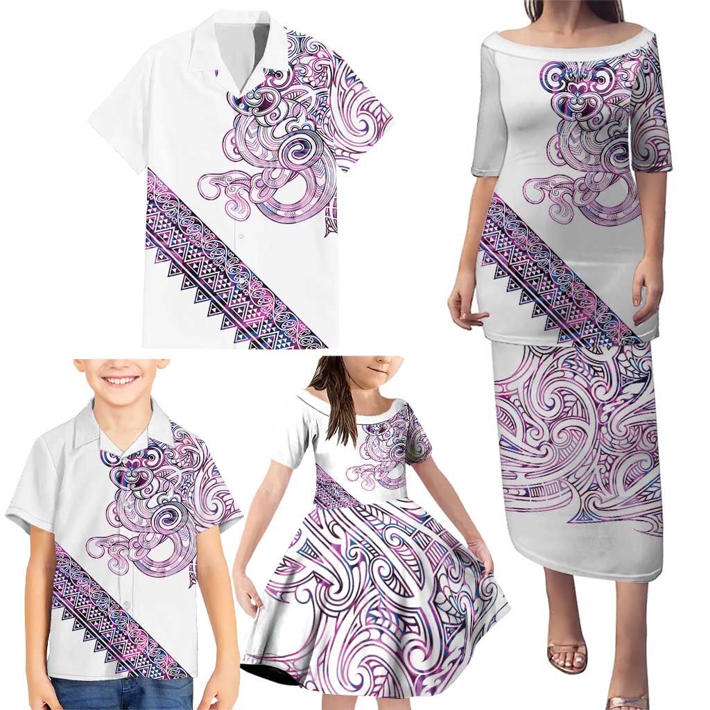 Mawhero Paua shell Kowhaiwhai Taniko Personalised Family Matching Puletasi and Hawaiian Shirt Taniwha Maori Tribal Style LT9 - Polynesian Pride