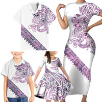 Mawhero Paua shell Kowhaiwhai Taniko Personalised Family Matching Short Sleeve Bodycon Dress and Hawaiian Shirt Taniwha Maori Tribal Style LT9 - Polynesian Pride
