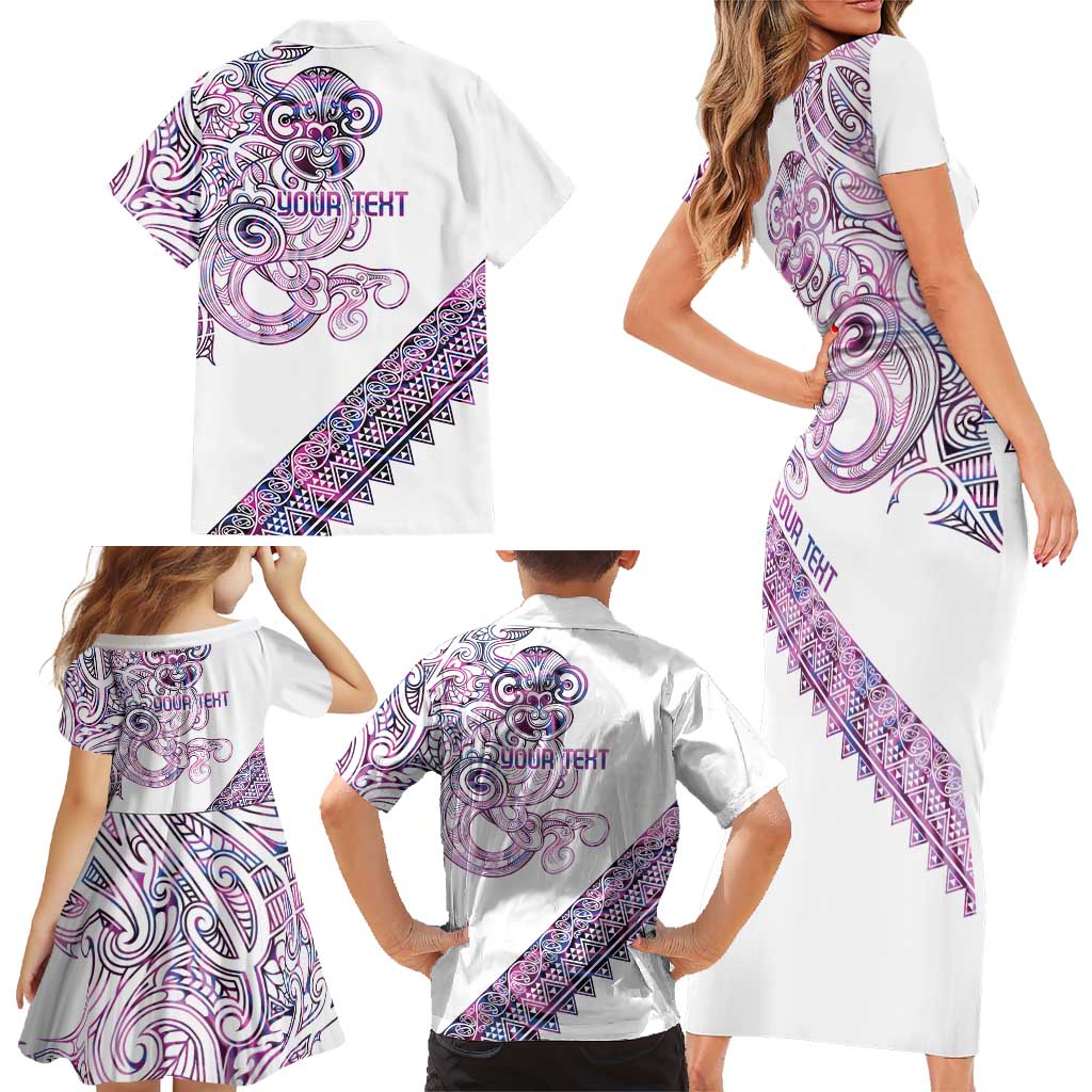 Mawhero Paua shell Kowhaiwhai Taniko Personalised Family Matching Short Sleeve Bodycon Dress and Hawaiian Shirt Taniwha Maori Tribal Style LT9 - Polynesian Pride