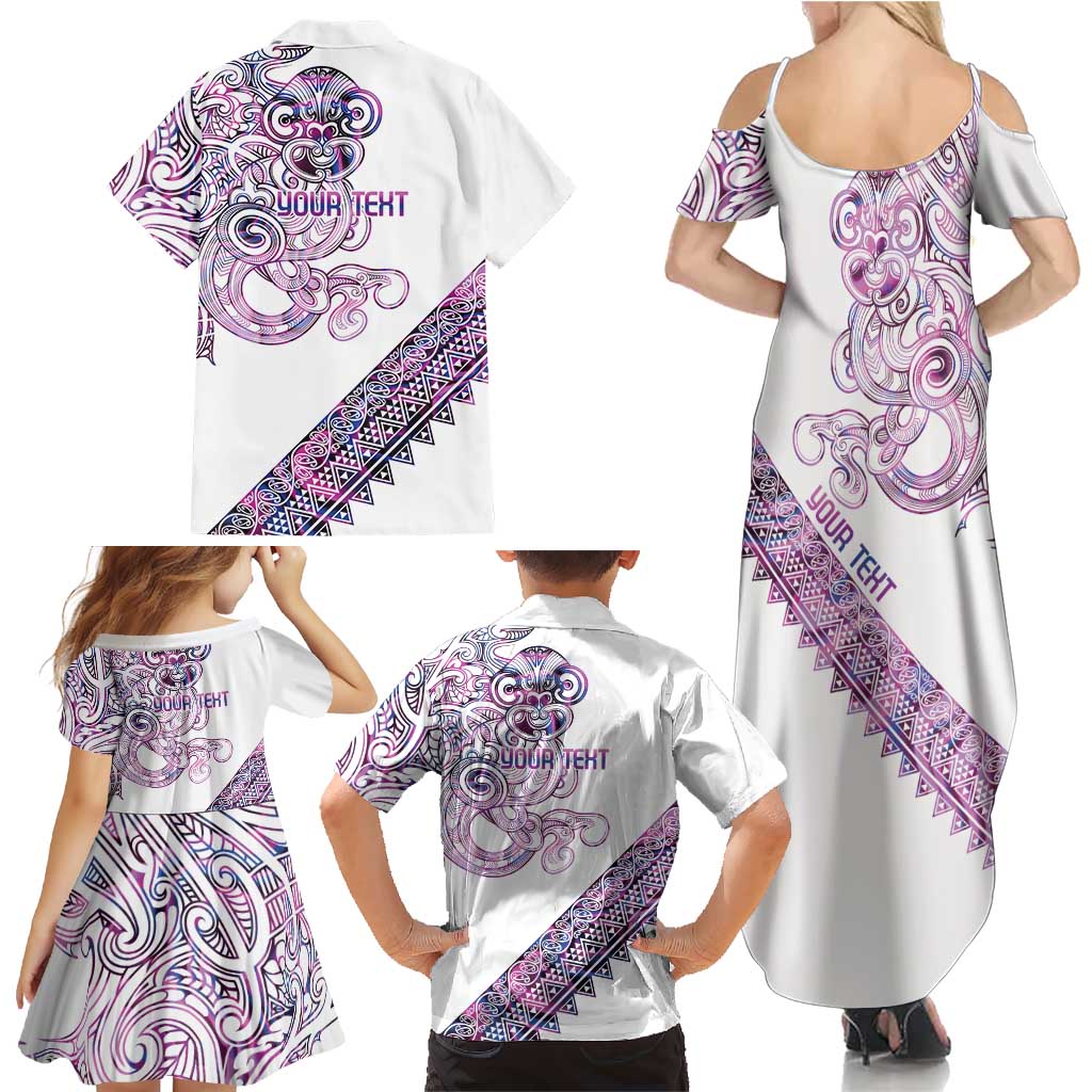 Mawhero Paua shell Kowhaiwhai Taniko Personalised Family Matching Summer Maxi Dress and Hawaiian Shirt Taniwha Maori Tribal Style LT9 - Polynesian Pride