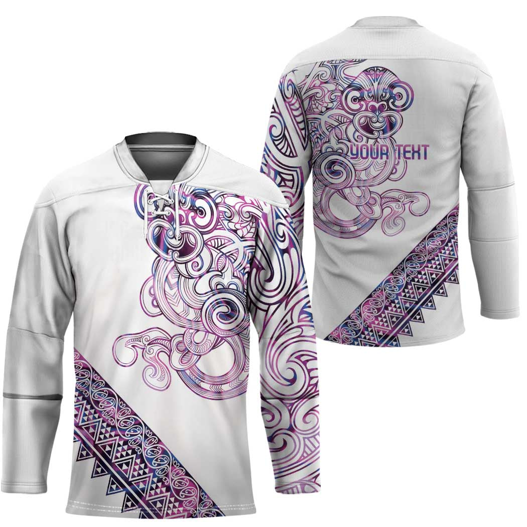Mawhero Paua shell Kowhaiwhai Taniko Personalised Hockey Jersey Taniwha Maori Tribal Style
