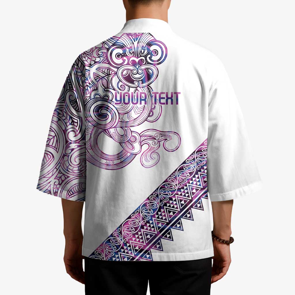 Mawhero Paua shell Kowhaiwhai Taniko Personalised Kimono Taniwha Maori Tribal Style