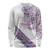 Mawhero Paua shell Kowhaiwhai Taniko Personalised Long Sleeve Shirt Taniwha Maori Tribal Style