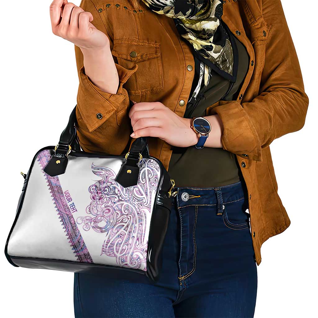 Mawhero Paua shell Kowhaiwhai Taniko Personalised Shoulder Handbag Taniwha Maori Tribal Style