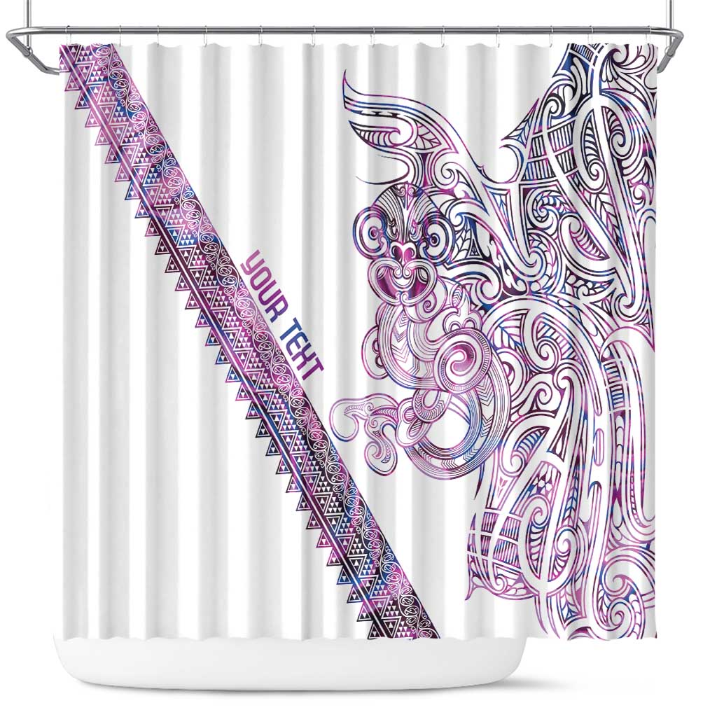 Mawhero Paua shell Kowhaiwhai Taniko Personalised Shower Curtain Taniwha Maori Tribal Style LT9 Pink - Polynesian Pride