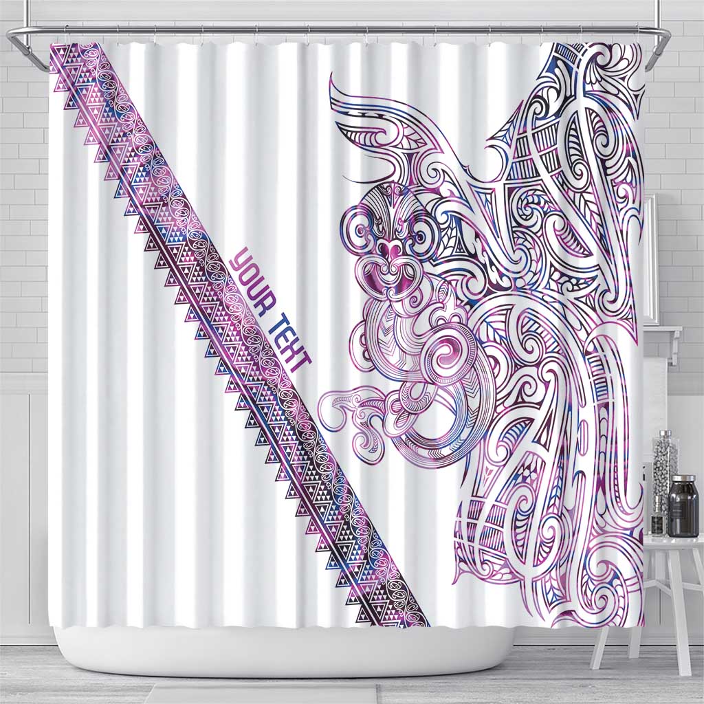 Mawhero Paua shell Kowhaiwhai Taniko Personalised Shower Curtain Taniwha Maori Tribal Style LT9 - Polynesian Pride
