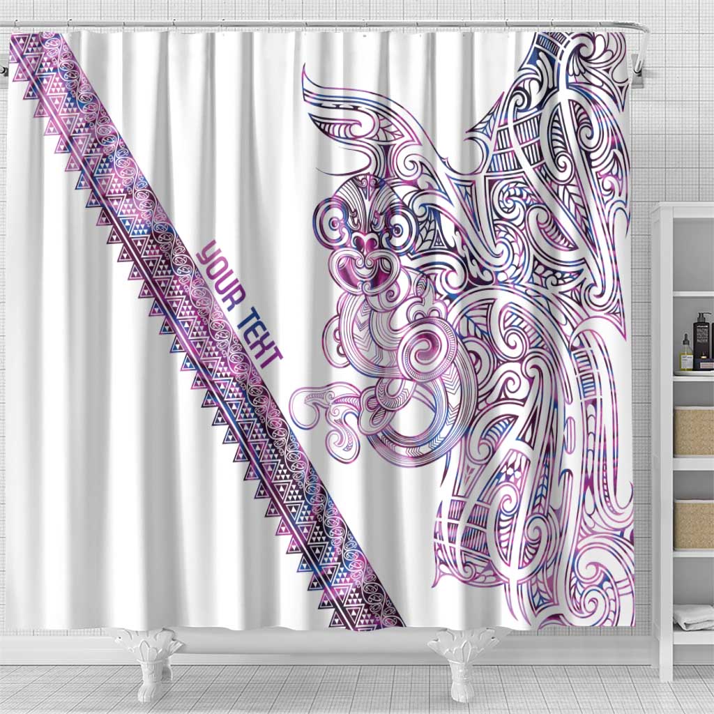 Mawhero Paua shell Kowhaiwhai Taniko Personalised Shower Curtain Taniwha Maori Tribal Style LT9 - Polynesian Pride