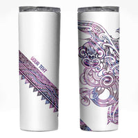 Mawhero Paua shell Kowhaiwhai Taniko Personalised Skinny Tumbler Taniwha Maori Tribal Style LT9 Pink - Polynesian Pride