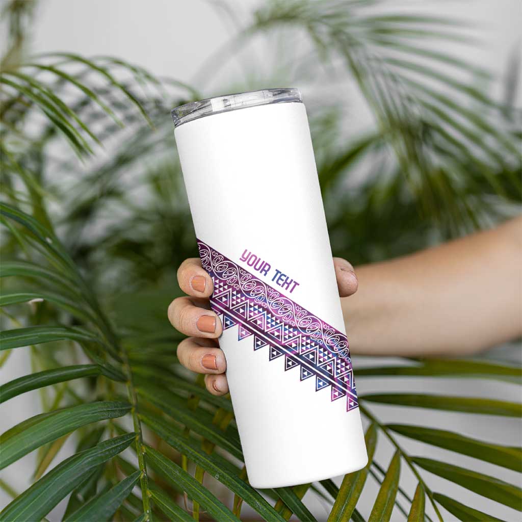 Mawhero Paua shell Kowhaiwhai Taniko Personalised Skinny Tumbler Taniwha Maori Tribal Style LT9 - Polynesian Pride