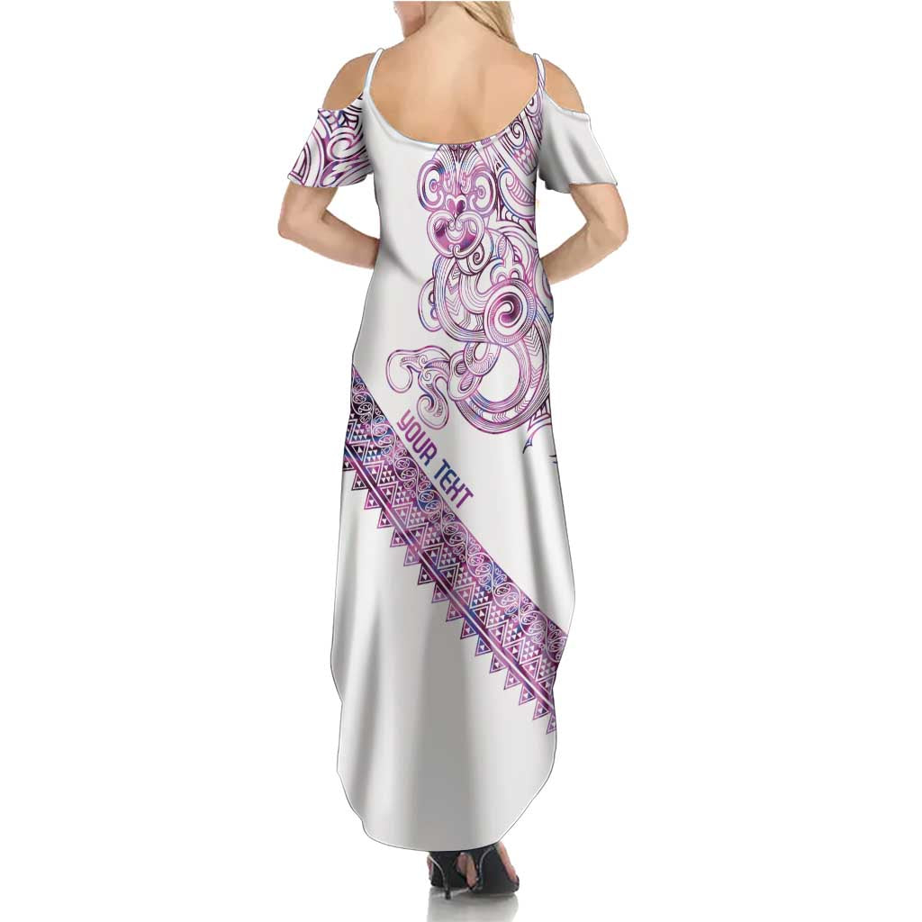 Mawhero Paua shell Kowhaiwhai Taniko Personalised Summer Maxi Dress Taniwha Maori Tribal Style