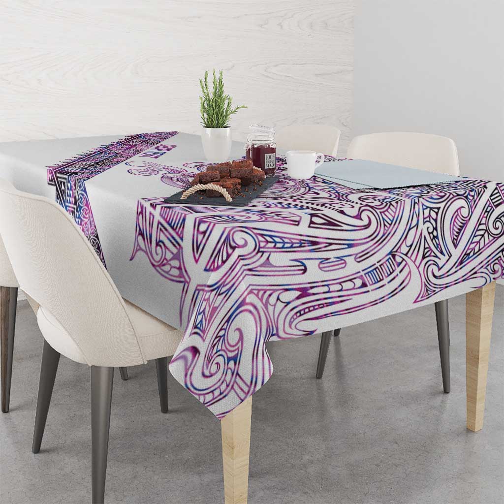 Mawhero Paua shell Kowhaiwhai Taniko Personalised Tablecloth Taniwha Maori Tribal Style