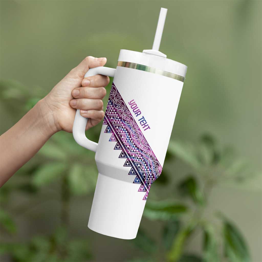 Mawhero Paua shell Kowhaiwhai Taniko Personalised Tumbler With Handle Taniwha Maori Tribal Style
