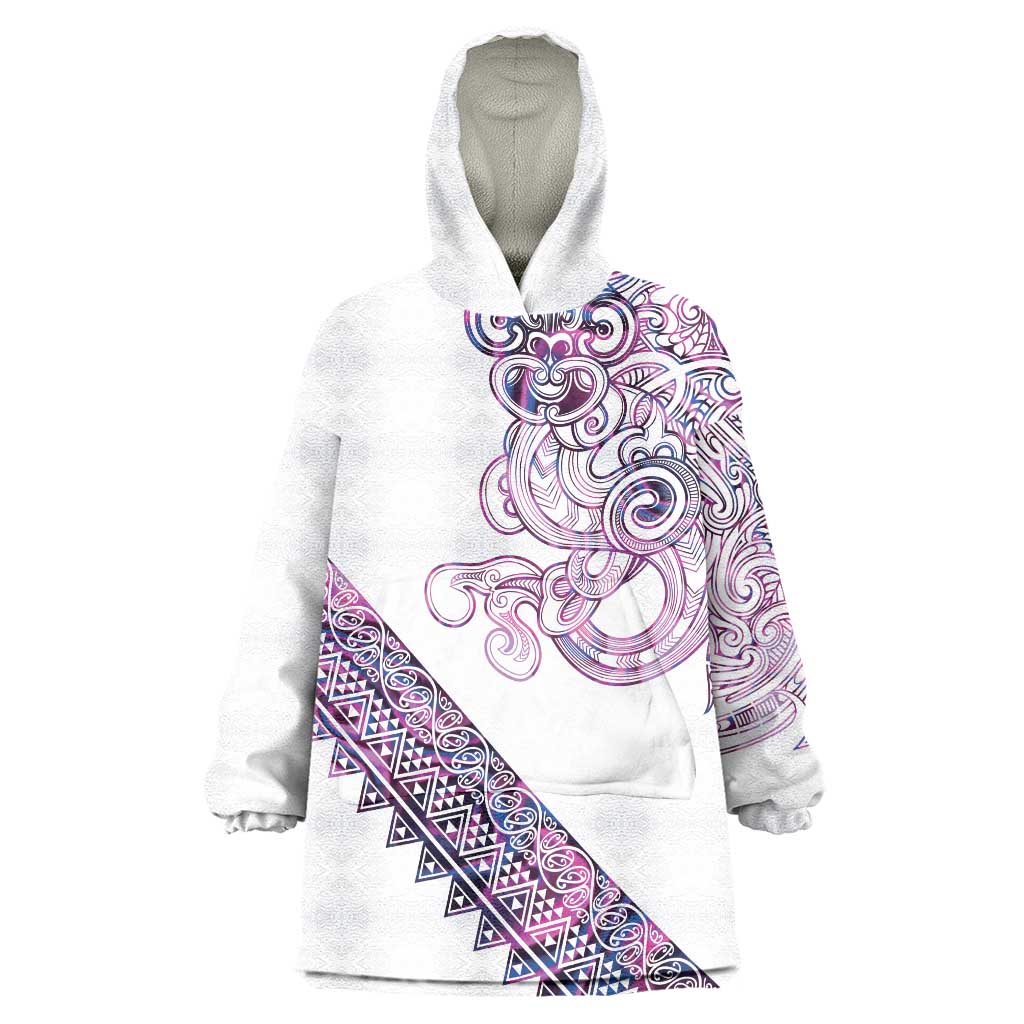 Mawhero Paua shell Kowhaiwhai Taniko Personalised Wearable Blanket Hoodie Taniwha Maori Tribal Style