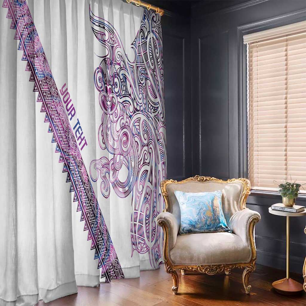 Mawhero Paua shell Kowhaiwhai Taniko Personalised Window Curtain Taniwha Maori Tribal Style