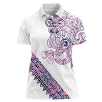 Mawhero Paua shell Kowhaiwhai Taniko Personalised Women Polo Shirt Taniwha Maori Tribal Style LT9 Female Pink - Polynesian Pride