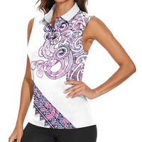 Mawhero Paua shell Kowhaiwhai Taniko Personalised Women Sleeveless Polo Shirt Taniwha Maori Tribal Style LT9 - Polynesian Pride