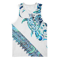 Kahui Whetu Paua shell Kowhaiwhai Taniko Personalised Basketball Jersey Turtle Tattoo Maori Tribal Style LT9 Unisex Blue - Polynesian Pride