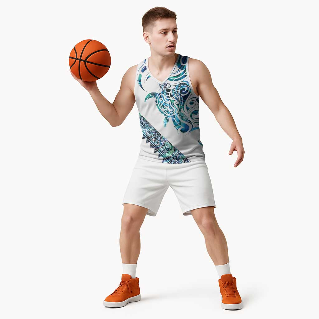 Kahui Whetu Paua shell Kowhaiwhai Taniko Personalised Basketball Jersey Turtle Tattoo Maori Tribal Style LT9 - Polynesian Pride