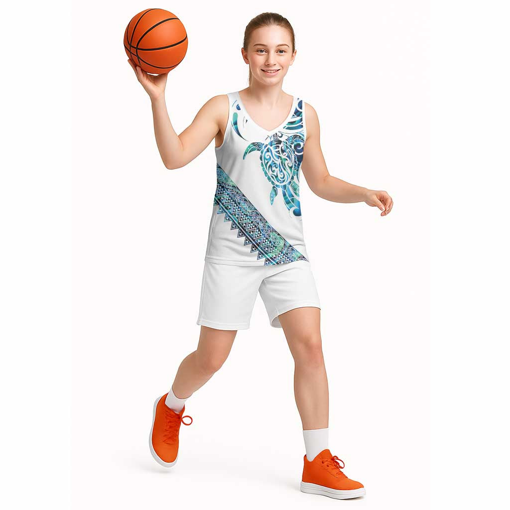 Kahui Whetu Paua shell Kowhaiwhai Taniko Personalised Basketball Jersey Turtle Tattoo Maori Tribal Style LT9 - Polynesian Pride