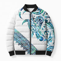 Kahui Whetu Paua shell Kowhaiwhai Taniko Personalised Bomber Puffer Jacket Turtle Tattoo Maori Tribal Style