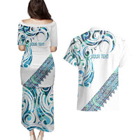 Kahui Whetu Paua shell Kowhaiwhai Taniko Personalised Couples Matching Puletasi and Hawaiian Shirt Turtle Tattoo Maori Tribal Style LT9 - Polynesian Pride