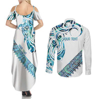 Kahui Whetu Paua shell Kowhaiwhai Taniko Personalised Couples Matching Summer Maxi Dress and Long Sleeve Button Shirt Turtle Tattoo Maori Tribal Style LT9 - Polynesian Pride