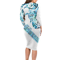 Kahui Whetu Paua shell Kowhaiwhai Taniko Personalised Family Matching Long Sleeve Bodycon Dress and Hawaiian Shirt Turtle Tattoo Maori Tribal Style LT9 - Polynesian Pride