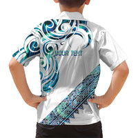 Kahui Whetu Paua shell Kowhaiwhai Taniko Personalised Family Matching Off Shoulder Maxi Dress and Hawaiian Shirt Turtle Tattoo Maori Tribal Style LT9 - Polynesian Pride