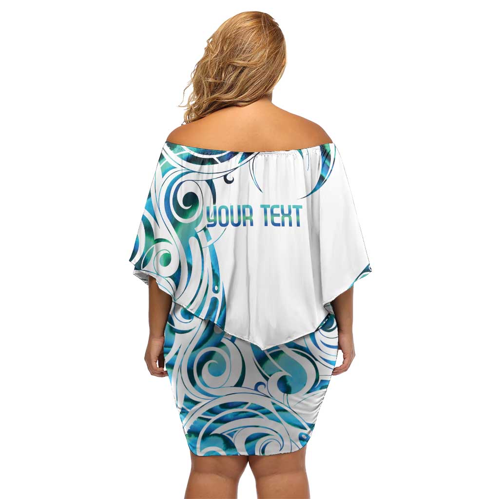 Kahui Whetu Paua shell Kowhaiwhai Taniko Personalised Family Matching Off Shoulder Short Dress and Hawaiian Shirt Turtle Tattoo Maori Tribal Style LT9 - Polynesian Pride