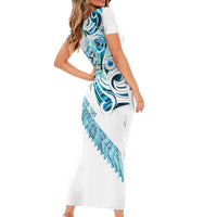 Kahui Whetu Paua shell Kowhaiwhai Taniko Personalised Family Matching Short Sleeve Bodycon Dress and Hawaiian Shirt Turtle Tattoo Maori Tribal Style LT9 - Polynesian Pride