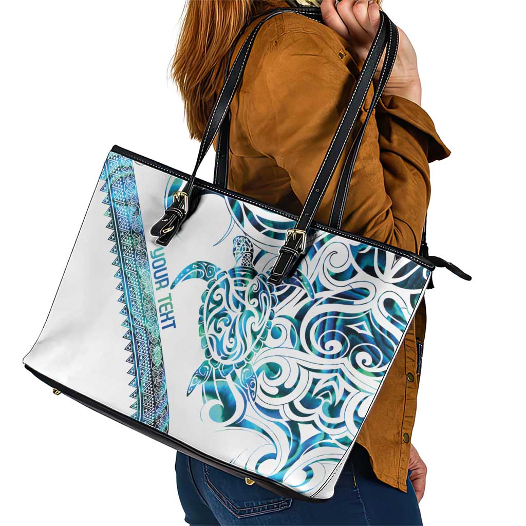 Kahui Whetu Paua shell Kowhaiwhai Taniko Personalised Leather Tote Bag Turtle Tattoo Maori Tribal Style