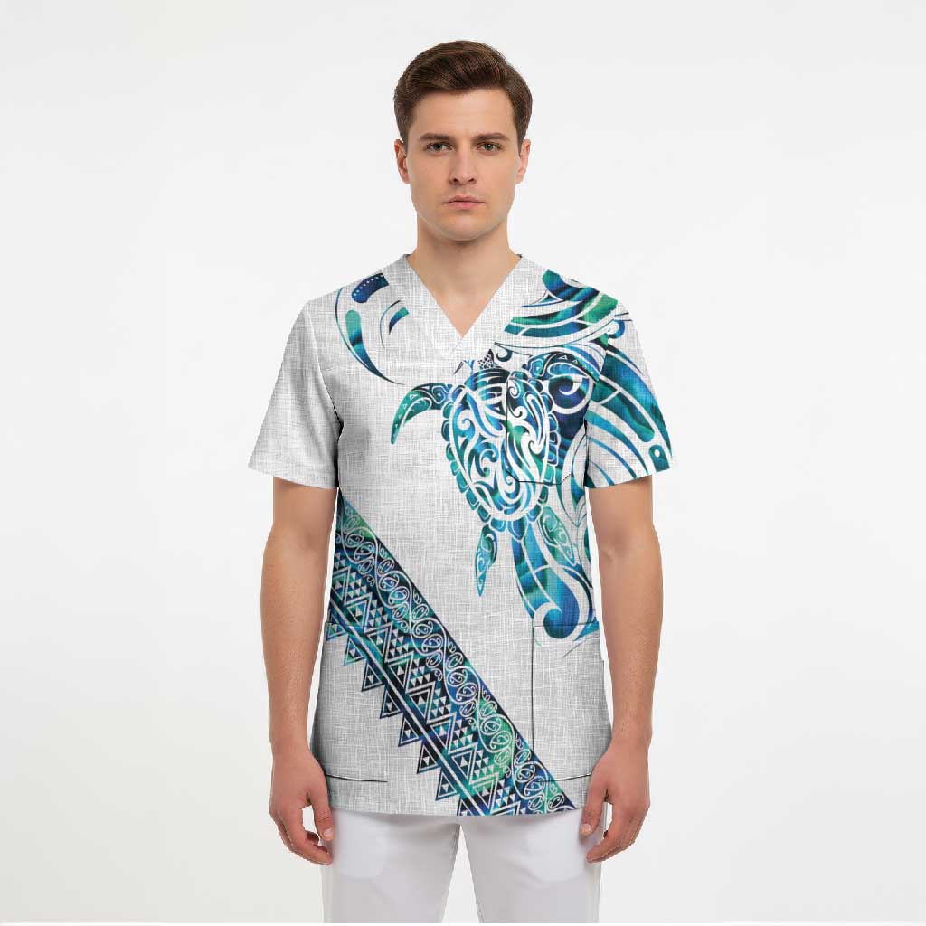 Kahui Whetu Paua shell Kowhaiwhai Taniko Personalised Scrub Top Turtle Tattoo Maori Tribal Style