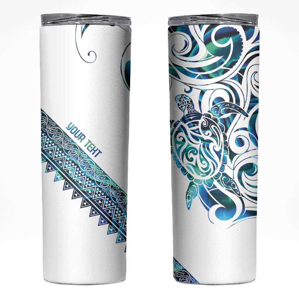 Kahui Whetu Paua shell Kowhaiwhai Taniko Personalised Skinny Tumbler Turtle Tattoo Maori Tribal Style LT9 Blue - Polynesian Pride