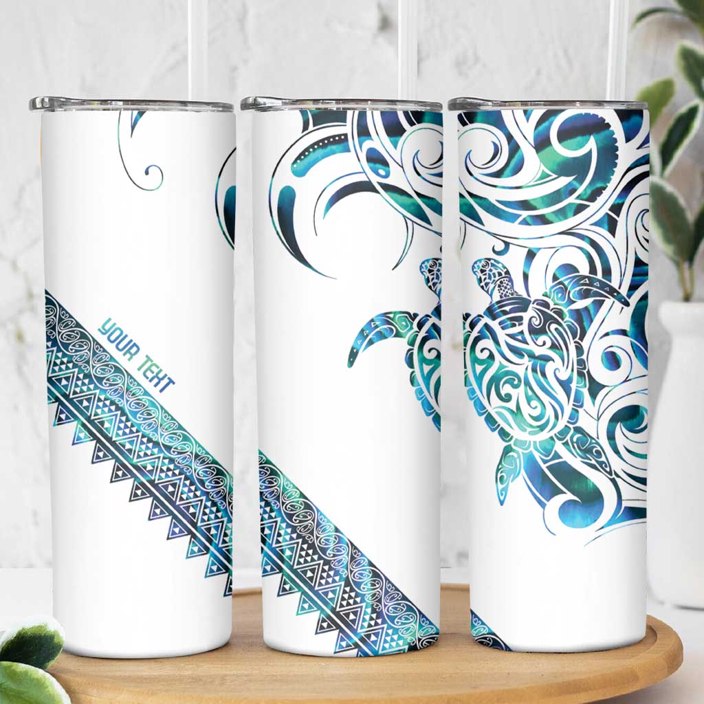 Kahui Whetu Paua shell Kowhaiwhai Taniko Personalised Skinny Tumbler Turtle Tattoo Maori Tribal Style LT9 - Polynesian Pride