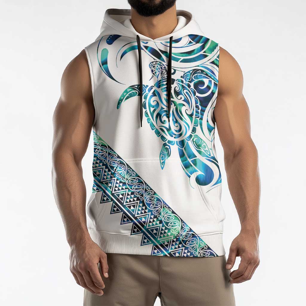 Kahui Whetu Paua shell Kowhaiwhai Taniko Personalised Sleeveless Hoodie Turtle Tattoo Maori Tribal Style